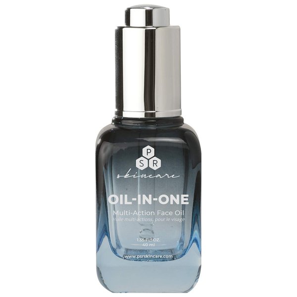 PSR Skincare Oil-in-One – Multi-Action Face Oil, Rosehip Oil, Sweet Almond Oil, Argan Oil, Vitamin E for Nourished and Revitalized Skin, Suitable for Acne-Prone Skin, Unisex Face Oil, 1.35oz. (40ml)