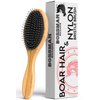 Bossman Boar and Nylon Bristle Hair and Beard Brush - Detangles & Straightens - Wooden Oval Wet Brush for Men