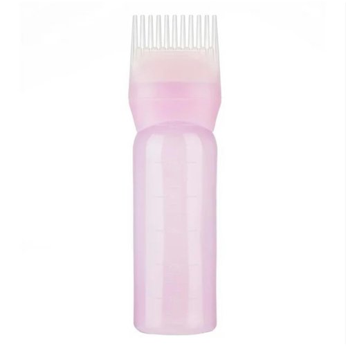 Junfamilee 1Pc Pink Root Comb Applicator Bottle, Nice and Professional 120ml Hair dye Bottle applicator with Graduated Scale Brush Root Comb applicator Bottle Comb die Hair, Hair Coloring Products