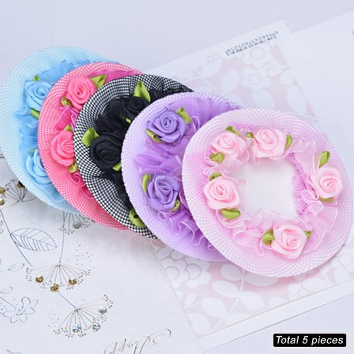 IRIIRIO 5pcs Colored Hair Nets Hair Snood Flower Edge Elastic Band Bun Cover for Ballet Dancer Skating Gymnastics Performance Dancers Hair Accessories