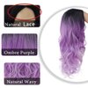 Dai Cloud Ombre Purple Wigs for Women Dark Roots Long Curly Wave Wigs Middle Part Synthetic Halloween Party Wigs