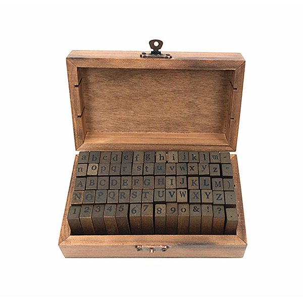 Alphabet Stamps Set,Vintage Wooden Rubber Letter Number and Symbol Diary Stamp Kit for Children DIY Scrapbooking Planner Card Making(70pcs)