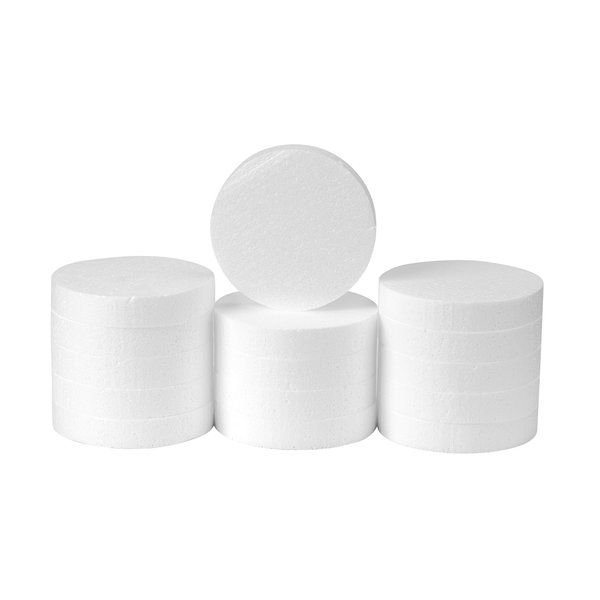 Crafare 5x5 Inch Foam Circles for Crafts 15 Pcs 1 Inch Thick Round Polystyrene White for Wedding Holiday Christmas Crafts Making and School Projects DIY