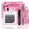 DIY Lash Extension Kit for Travel Lash Clusters Kit with 48 Pcs Lash Clusters Lash Bond and Seal Lash Remover Eyelash Applicator DIY Lash Travel Kit Convenient for Use Anywhere(Flutter Kit)