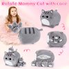 Grey Cat Plush, 5 PCS Cat Plush Stuffed Animal Family, 16" Grey Cat Mommy Cat with 4 Baby Kittens Cat Plushies for Kids, Kawaii Cat Plush Toy Christmas Birthday Gifts for Kids Boys Girls