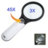 Magnified 3 X 45X 3 LED Light Handheld Magnifier Reading Magnifying Glass Lens Loupe Hobbyists Everyday Use