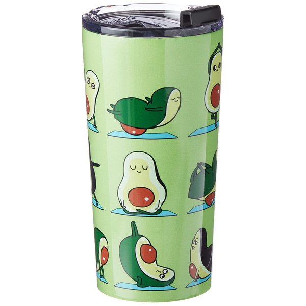 Society6 Stainless Steel 69795-trvlmg Huebucket Avocado Yoga Travel Mug, 20oz, Green, 1 Count (Pack of 1)
