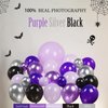 Halloween Purple and Black Silver Balloon Garland Arch Kit 132pcs withe Starburst disco ball Foil Balloons for girl 15/16th birthday New Year Wedding Prom Halloween Party Decoration