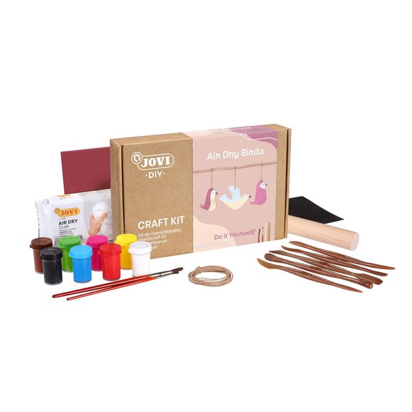 Jovi - DIY Air Dry Kit - Birds - Pottery Kit for Adults, Making Birds with White Air Dry Clay + Paints, Tools, Step-by-Step Guide and Video Tutorial, Starter Kit for Beginners (2701)