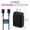 2Pack USB C Charger, 25W Type C Charger Fast Charging with USB C to C Charger Cable 6FT Android Phone Charger for Galaxy S23 Ultra/S23/S23+/S22/S22 Ultra/S22+/S21 Ultra/S20 Ultra/Note 20