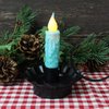 CVHOMEDECO. Real Wax Hand Dipped Battery Operated LED Timer Taper Candles Rustic Primitive Flameless Lights Decor, 4-3/4 Inch, Teal, 6 PCS in a Package
