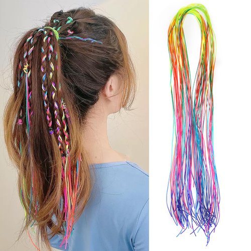 32Pcs Colorful Hair Strings For Braids Gradient Color Hair Rope Band Hair Wrap String Hair Ribbons Rainbow Braiding Hair Tie Hair Accessories for Women Girls