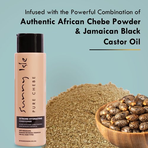 Sunny Isle Pure Chebe Extreme Hydrating Conditioner 12oz | Anti-Breakage, Damage Reversal Formula | Infused with Pure Chebe Powder & Jamaican Black Castor Oil | All Hair Types