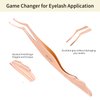 Miuffue Lash Applicator Tool DIY False Eyelash Applicator Tool Stainless Steel Curved Eyelash Tweezers for Cluster Lash Strip Lashes, Rose Gold