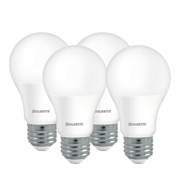 Bulbrite LED A19 Non-Dimmable Medium Screw Base (E26) Light Bulb, 4 Count (Pack of 1), 4000K, 4 Piece
