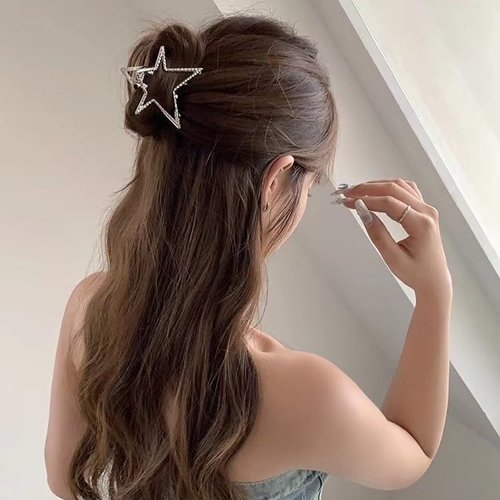 Big Star Hair Clip Y2K Hair Claw Clips Strong Grip Hair Clips for Thick Thin Hair Nonslip Barrettes Star Metal Jaw Clip Clamps Stars Claws Clips Hair Accessories Styling Clips