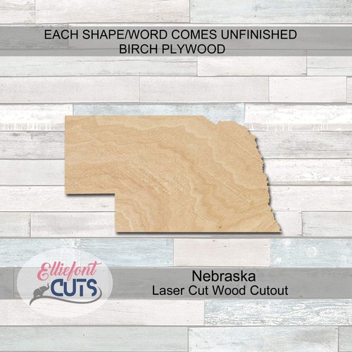 Nebraska Wood Cutouts for crafts, Laser Cut Wood Shapes 5mm thick Baltic Birch Wood, Multiple Sizes Available
