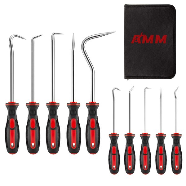 AMM 10-Piece Pick and Hook Set, Precision Automotive Pick Tool Set for Car Auto Oil Seal/O-Ring Seal Gasket Pick Mini Hooks Puller Remover Perfect for Automotive and Electronic Tools