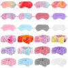 Xuhal 24 Pcs Sleepover Party Favors for Teenager Girl, Spa Headband Plush Eye Mask Bow Makeup Headbands Head Wraps Sleep Blindfold Masks for Sleepover Birthday Party (Solid Color and Tie Dyed)