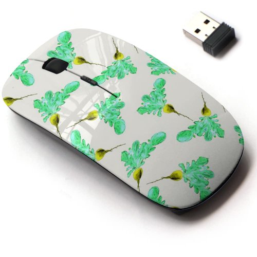 2.4G Wireless Mouse with Cute Pattern Design for All Laptops and Desktops with Nano Receiver - Watercolor Vegan Hand