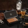 PrimeZone Humidor Travel Cigar Case - Portable Cigar Box with Humidifier & Cigar Cutter, Humidor for 4-5 Cigars, Gift for Cigar Aficionado, Waterproof Crushproof, Airtight