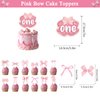 Pink Bow 1st Birthday Party Decorations, Baby Girl Party Supplies First Birthday Includes Banner,Tablecloth,Cake Cupcake Toppers,Number 1 Bow Balloon,Latex Balloons for Baby Shower One Year Old Party
