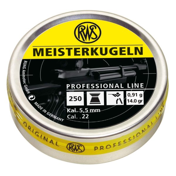 Umarex RWS Meisterkugeln Professional Line Precision Air Rifle Pellet Gun Pellets, .22 Caliber, 14 Grains, 250 Count