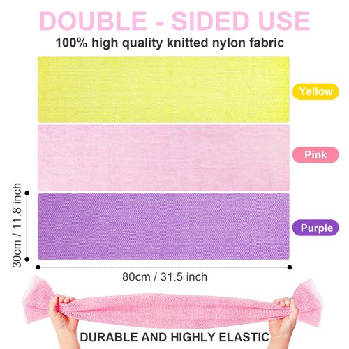 3 Pcs African Exfoliating Net Sponge African Bath Sponge Scrubbing Rag Net African Wash Shower Long Net Body Scrubber