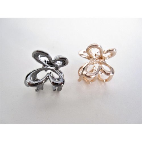 Tiny small dark silver or rose gold butterfly metal hair claw clip (Primary color: Rose gold)