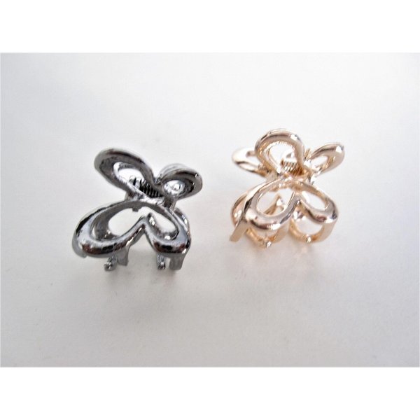 Tiny small dark silver or rose gold butterfly metal hair claw clip (Primary color: Rose gold)