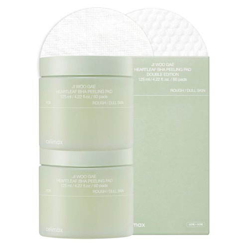celimax Ji.Woo.Gae Heartleaf BHA Peeling Pad Double Edition | with Heartleaf Extracts, Exfoliating Toner Pads, Facial Peels, Hydrating, For Troubled Skin & Breakouts, Mother's Day Gift (60pads*2)