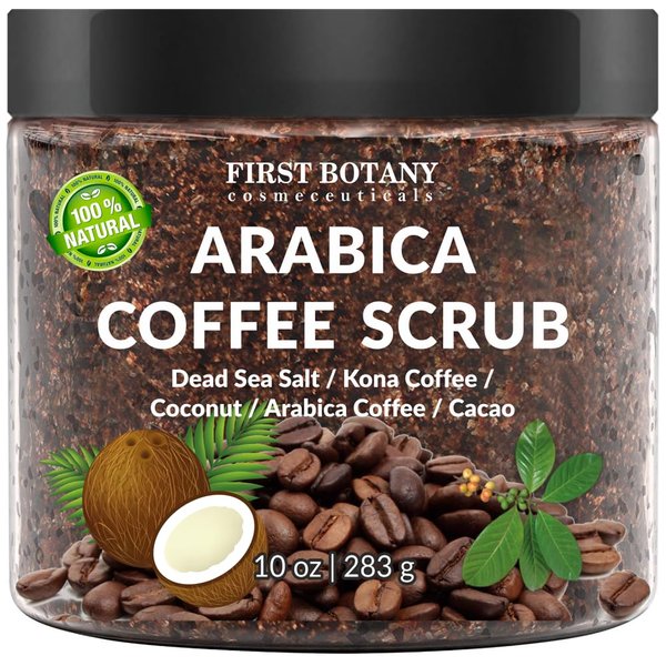 100% Natural Arabica Coffee Scrub with Organic Coffee & Shea Butter - Best body scrub 10 oz