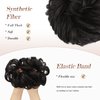 FESHFEN Messy Bun Hair Piece Hair Bun Scrunchies Darkest Brown Synthetic Wavy Chignon Ponytail Hair Extensions Thick Updo Hairpieces for Women Girls 1PCS