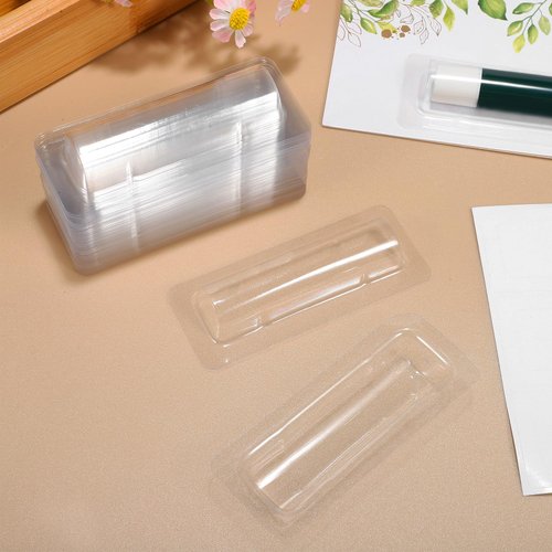 VILLCASE Lip Balm Pouches, 40pcs Plastic Lipstick Money Holder Clear Dome Lip Chap-Stick Money Cash Pounches, Lip Balm Cover for Gift Card DIY Crafts, Not Include Tape