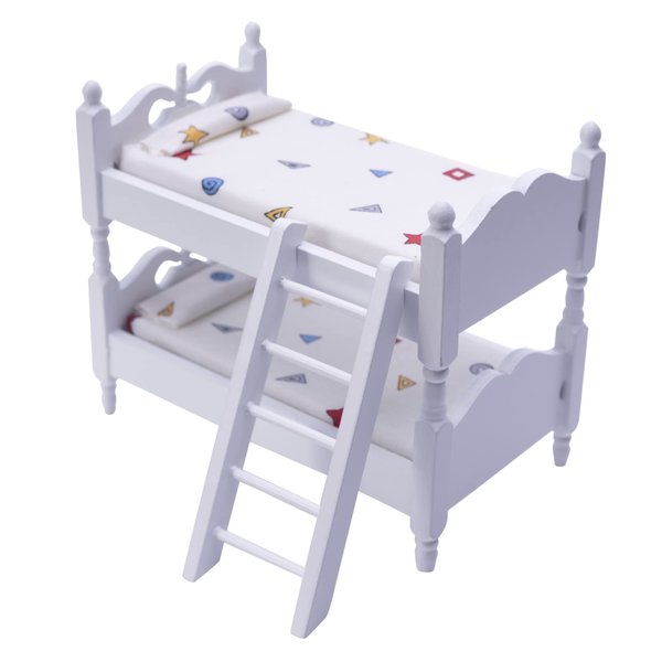 Birostiana Miniature Dollhouse Accessories Miniatures Furniture Wood Bunk Bed Mini Toys DIY Decor Ornament fo Dollhouse Bedroom Party Kit (Star)