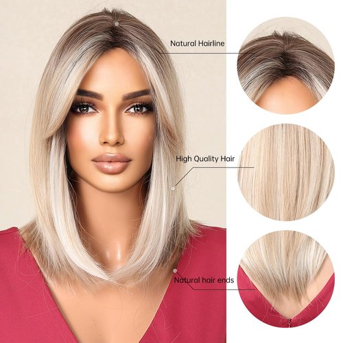testar Blonde Wigs For White Women Blonde Bob Wigs with Curtain Bangs Women Wigs Layered Short Blonde Wigs Synthetic Wig for Daily Party Use