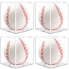 Anwenk Baseball Display Case 4Pack, Baseball Holder Case UV Protected Acrylic Cube Square Clear Official Baseball Autograph Display Case Memorabilia Display Box for Official Size Baseball