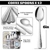 E-far 12-Piece Coffee Spoons, 6-Inch Stainless Steel Espresso Spoons, Small Metal Spoons for Coffee/Sugar/Tea, Hammered Design & Rust Free, Dishwasher Safe