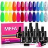 MEFA Neon Gel Nail Polish Set 12 Colors, Spring Summer Gel Nail Kit Green Glitter Hot Pink Blue Yellow Purple Red Collection for Starters Nail Art Manicure at Home DIY Gifts for Women Girls