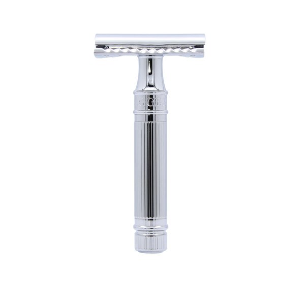 Edwin Jagger DES89LBLAMZ Classic Long Handled Double Edge Manual Eco-Friendly and Reusable Safety Razor for Men and Women for Shaving cream or Soap Fits All DE Razor Blades (Lined)