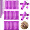 36 Pieces Cold Wave Rod Hair Perm Rods Hair Rollers Perming Rods Curlers with Steel Rat Tail Comb for Hairdressing Styling(Purple, 0.75 Inch)