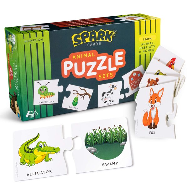 SPARK INNOVATIONS Animal Puzzles, Animal Games, Animal Matching Cards, Educational Games Childrens Puzzle for 3 Year Olds, Kids Puzzle, Preschool Games