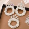 7 Pcs Pearl Crown Hair Ties White Pearl Beads Hair Scrunchies Elastic Hair Bands Beaded Ponytail Holder Crystal Princess Hair Rope Ties Accessories for Women Girls