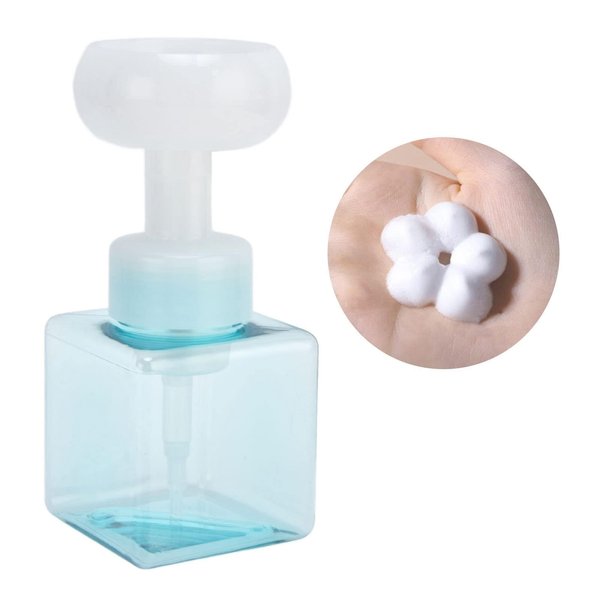 Flower Shape Foaming Soap Dispenser, 250ml Refillable Empty Foam Liquid Hand Soap Container Reusable Plastic Press Bottle for Bathroom(White)