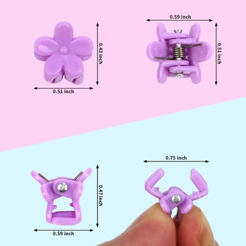 YISSION Mini Cute Flower Hair Claw Clips - 200Pcs Toddler Baby Kids Hair Accessories for Girls Women, Random Color, 90s Y2K Style