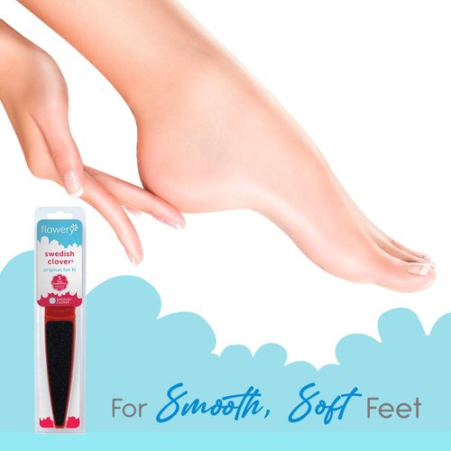 Flowery Original Swedish Clover Red Foot File, Pedicure Foot Scrubber, 60/100 Grit - RED