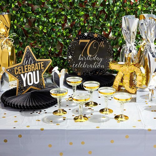 Mini Number 70 Pinata for 70th Birthday, Anniversary Party Decorations, Gold, 7.5 x 6 x 2 in.