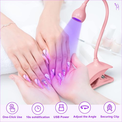 AORAEM LED Nail Lamp Portable Gooseneck Plug in Lamp Gel Light Nail Dryer Gel Polish Light Professional Nail Light for Gel Nail Home DIY