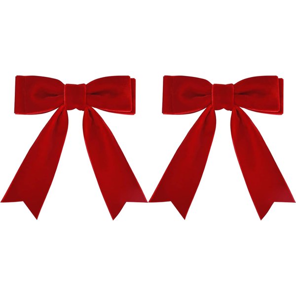 2PCS Velvet Hair Bows Hair Clips, Handmade Alligator Hair Pins, Ponytail Holder Accessories Sides Metal Hair Bow Barrettes Hair Accessories for Women Girls Toddlers Teens (Red-A)
