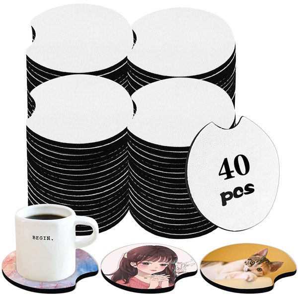 40 PCS Sublimation Blank Car Coasters, 2.75 in Circular Opening for Thermal Sublimation DIY Crafts,Car Coasters.